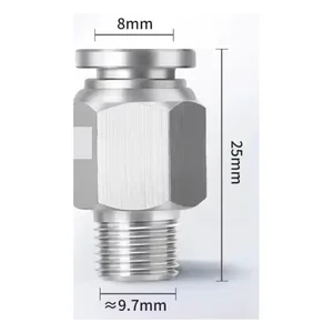 Engate rápido reta macho inox 304 – PC8-01