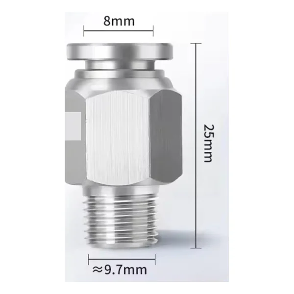 Engate rápido reta macho inox 304 – PC8-01